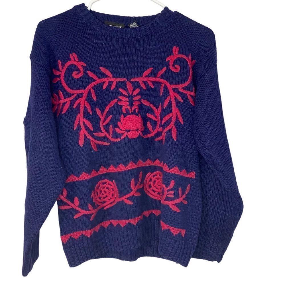 Vintage Gotham Crochet Knit Cardigan Embroidered